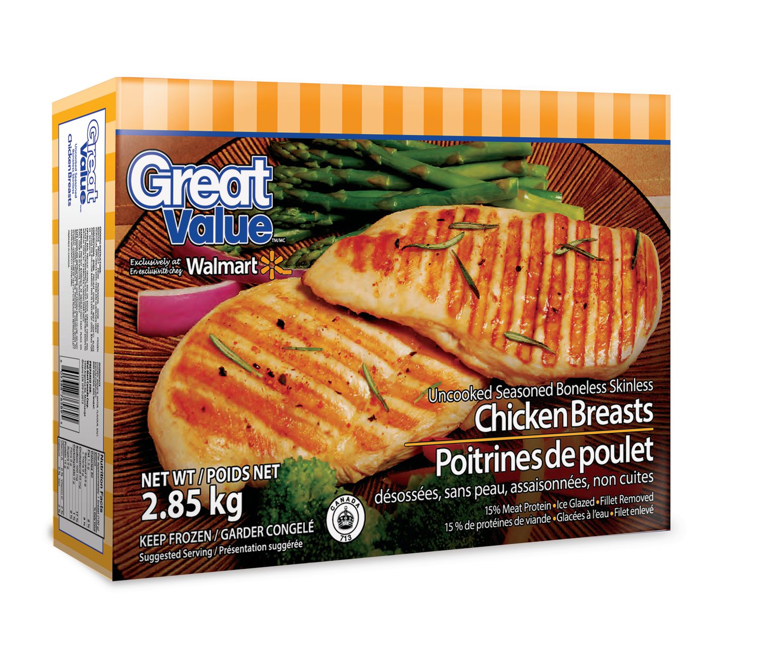 Great Value Uncooked Seasoned Boneless Skinless Chicken Breasts 2 85 Kg Walmart Canada