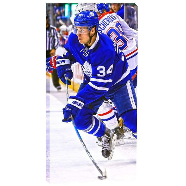 Toile Frameworth Sports Auston Matthews de Toronto Maple Leafs de 14 x 28 po