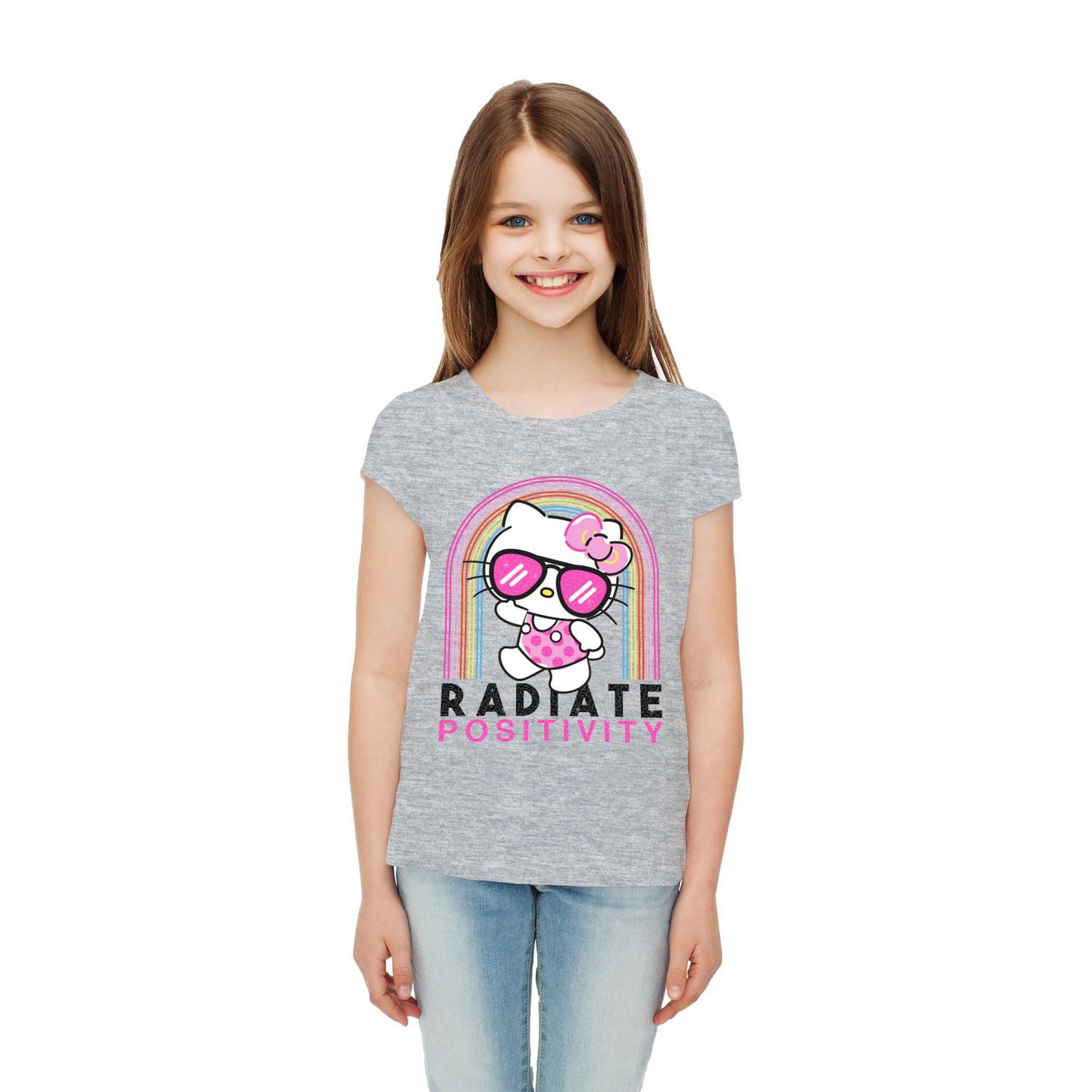 Girls Hello Kitty Radiate Positivity Short Sleeve T-Shirt