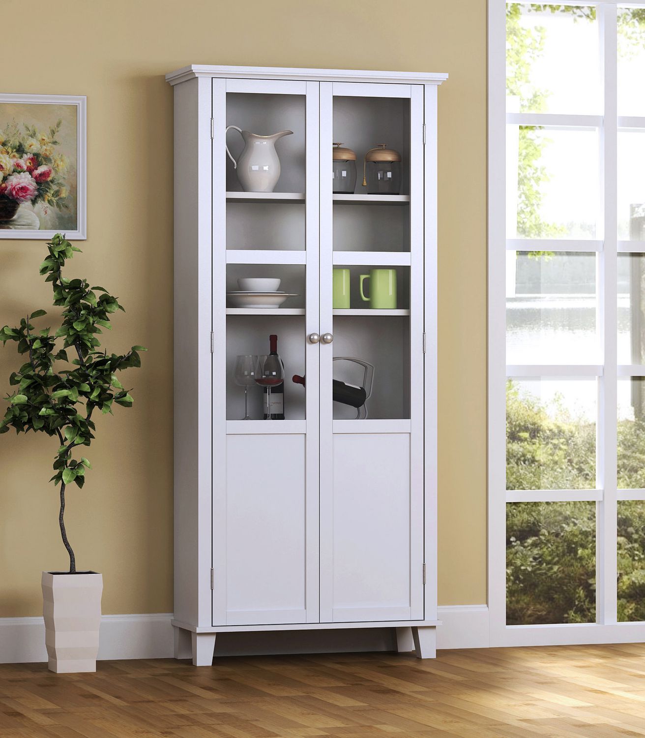 5 Shelf Storage Cabinet With Glass Doors Canada - Kitchen Storage Cabinets With Glass Doors And Shelves