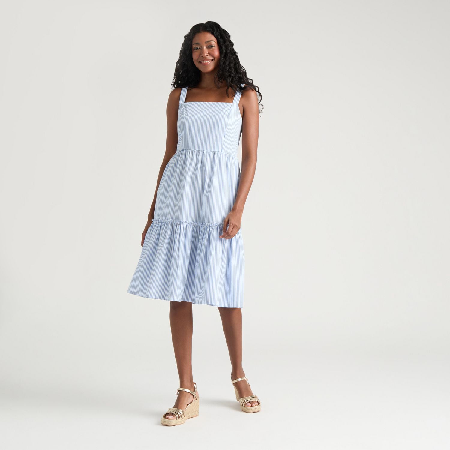 Mexx Mommy and Me Strap Tiered Dress with Shirred Back