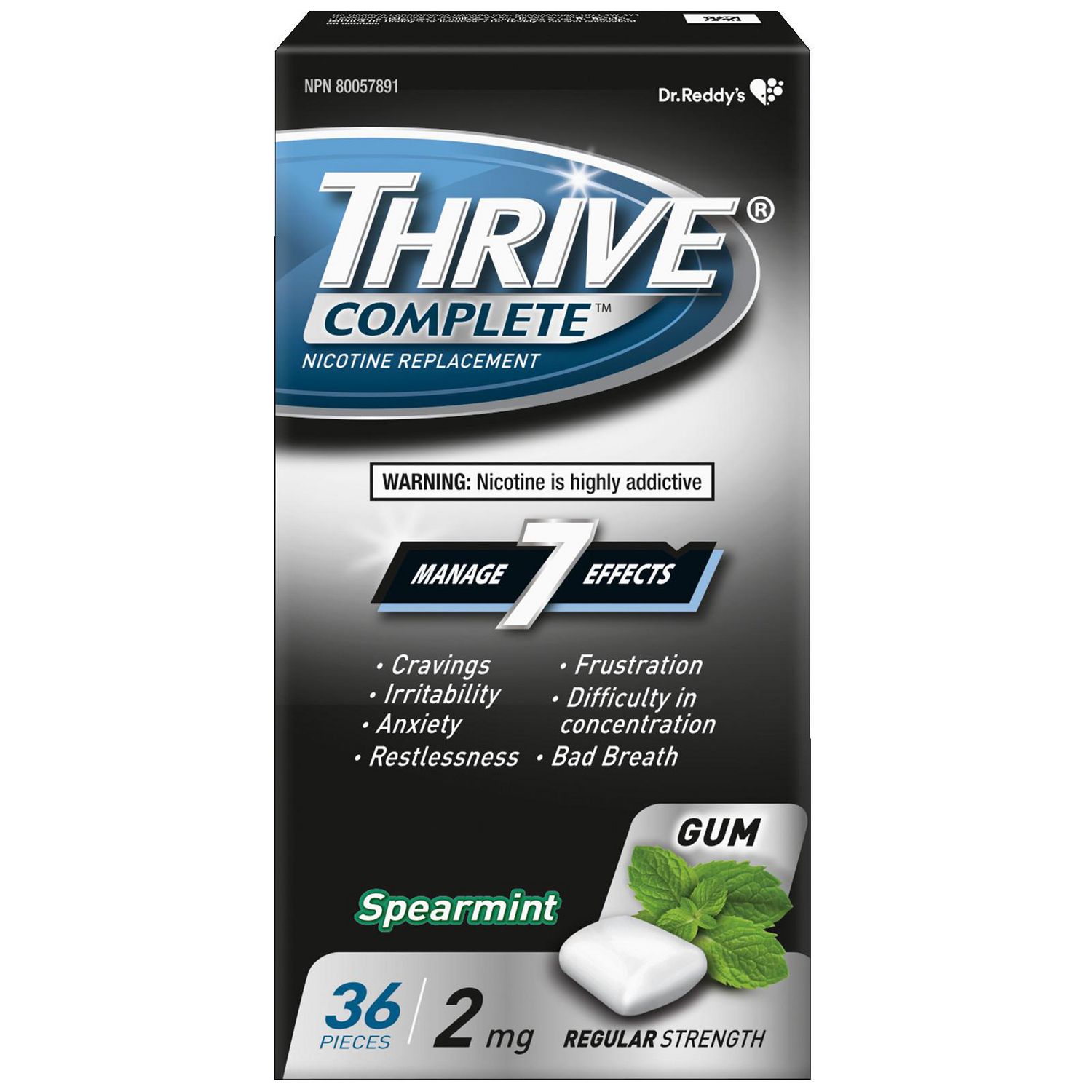 Gomme Thrive Complet 2 mg Force régulière Remplacement de la nicotine