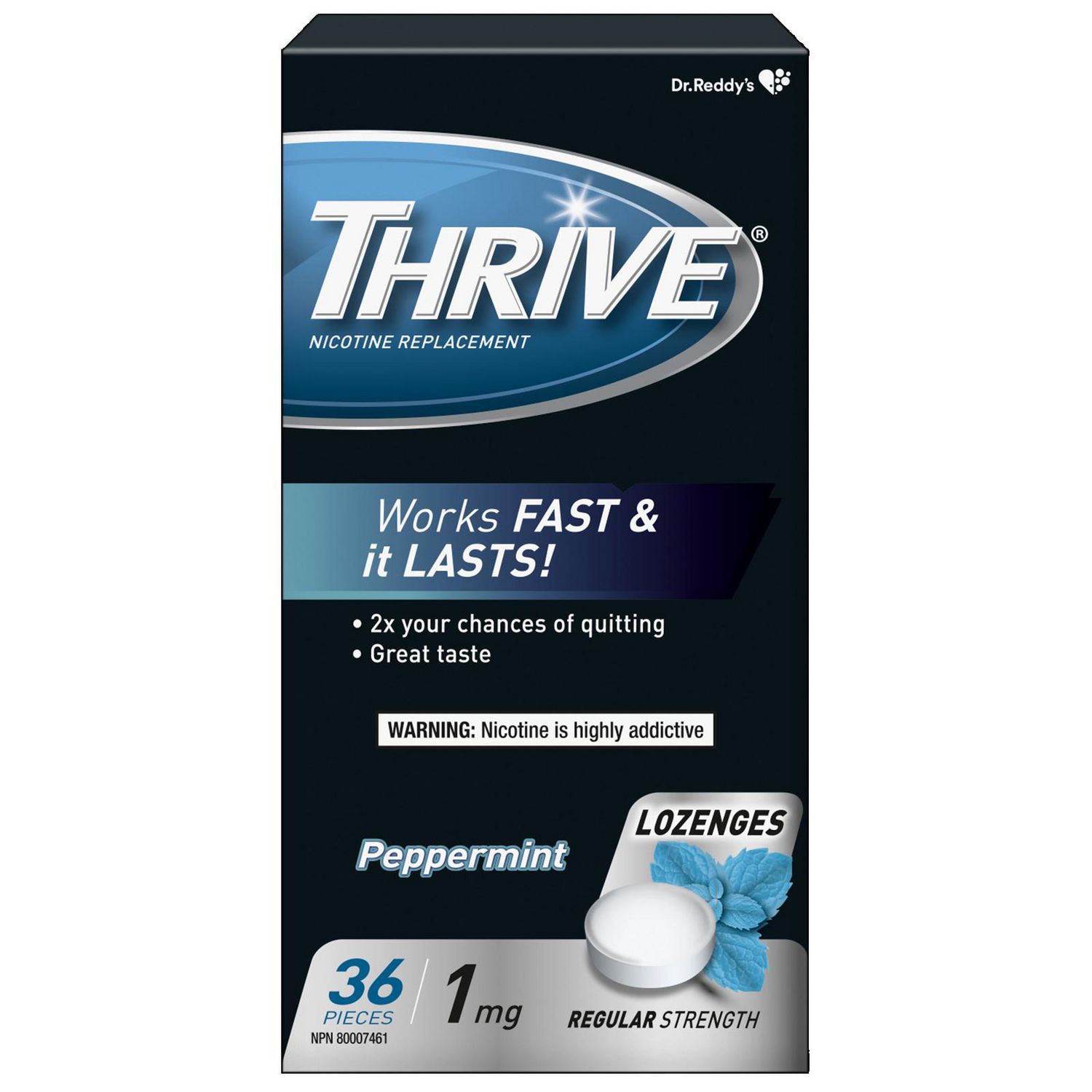 Pastilles Thrive 1 mg Force régulière Remplacement de la nicotine
