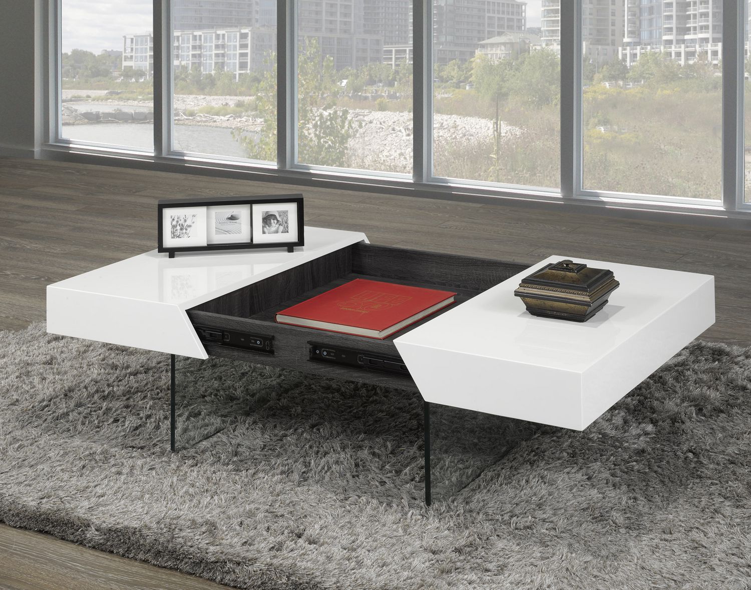 en mélaminé Gris Mat IDIMEX Table Basse SEJOUR Table de Salon de Forme carrée avec 1 étagère Espace de Rangement Ouvert
