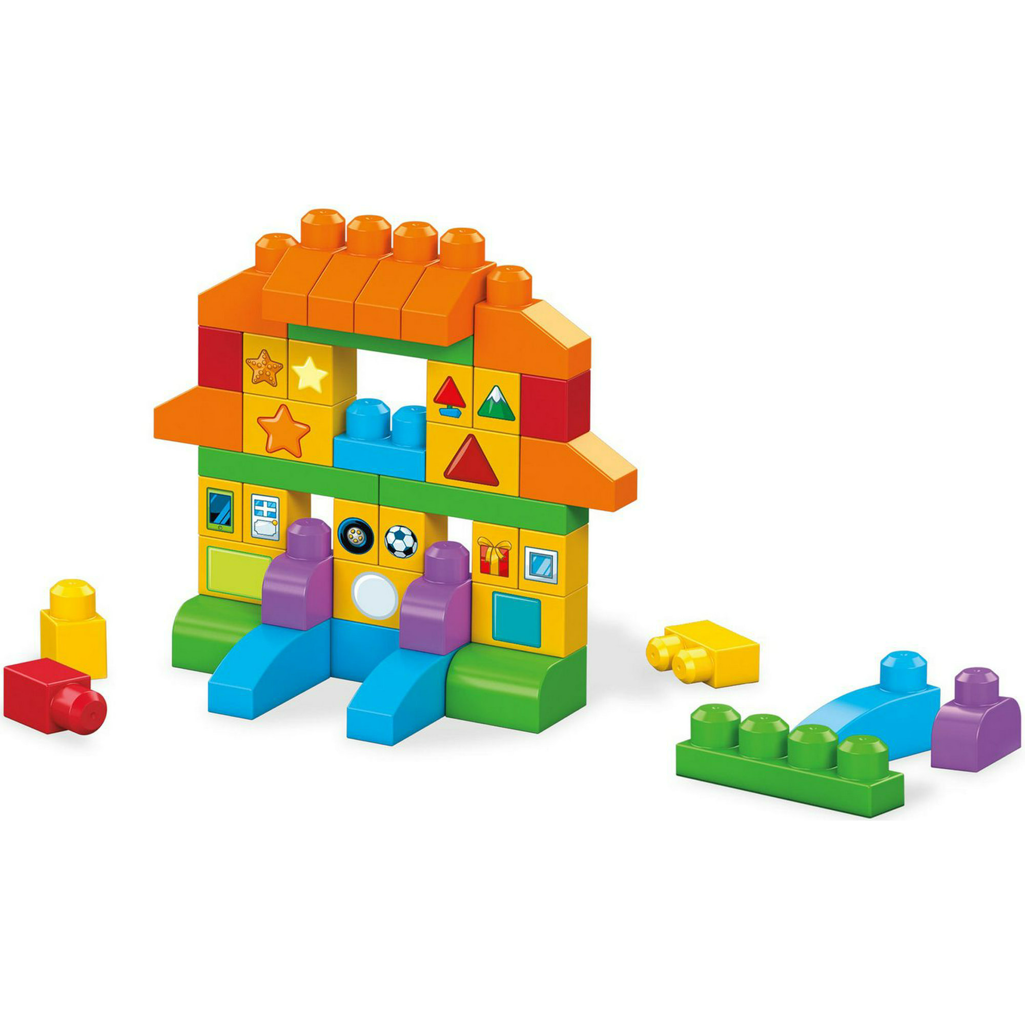 MEGA BLOKS Fisher Price 24 Piece Sensory Building Blocks Toy, Move N Groove  Caterpillar Train