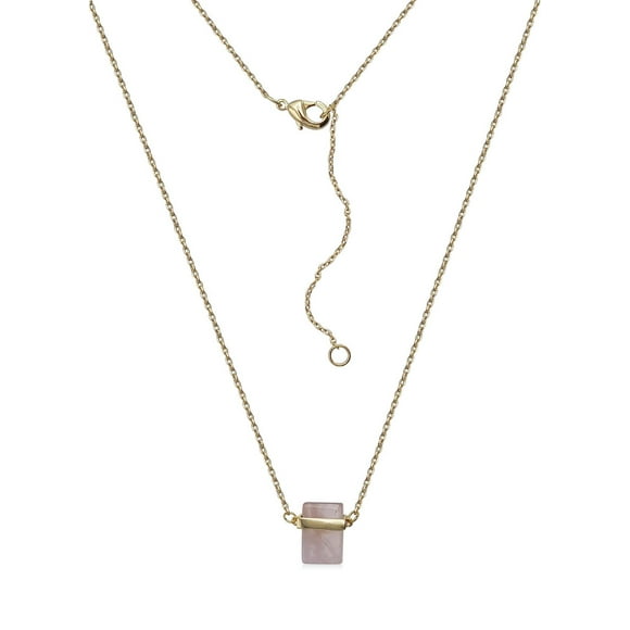 Luxury Designs Gold Plated Rose Quartz Necklace, 18"
