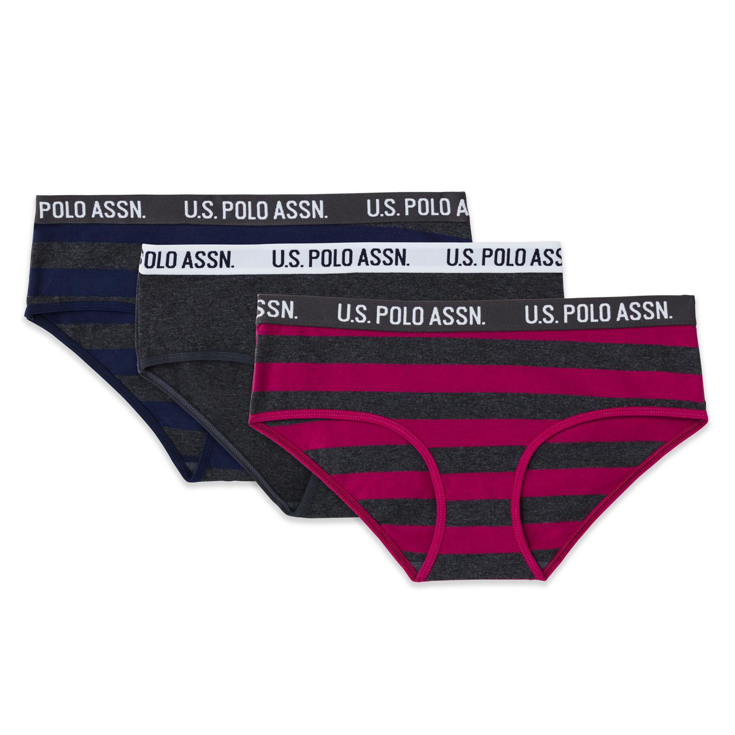 U.S. Polo Assn. Women's 3-Pack Printed Cotton Hipsters 