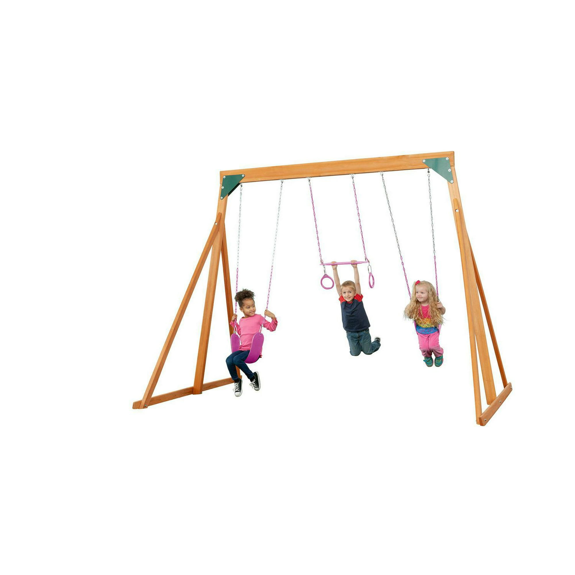 Trailside Wooden Swingset with Two Swings & Trapeze - Available in