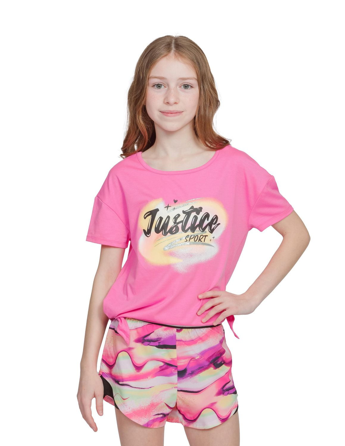 Justice Girls Swirl Sport Short Sleeve Fashion Top
