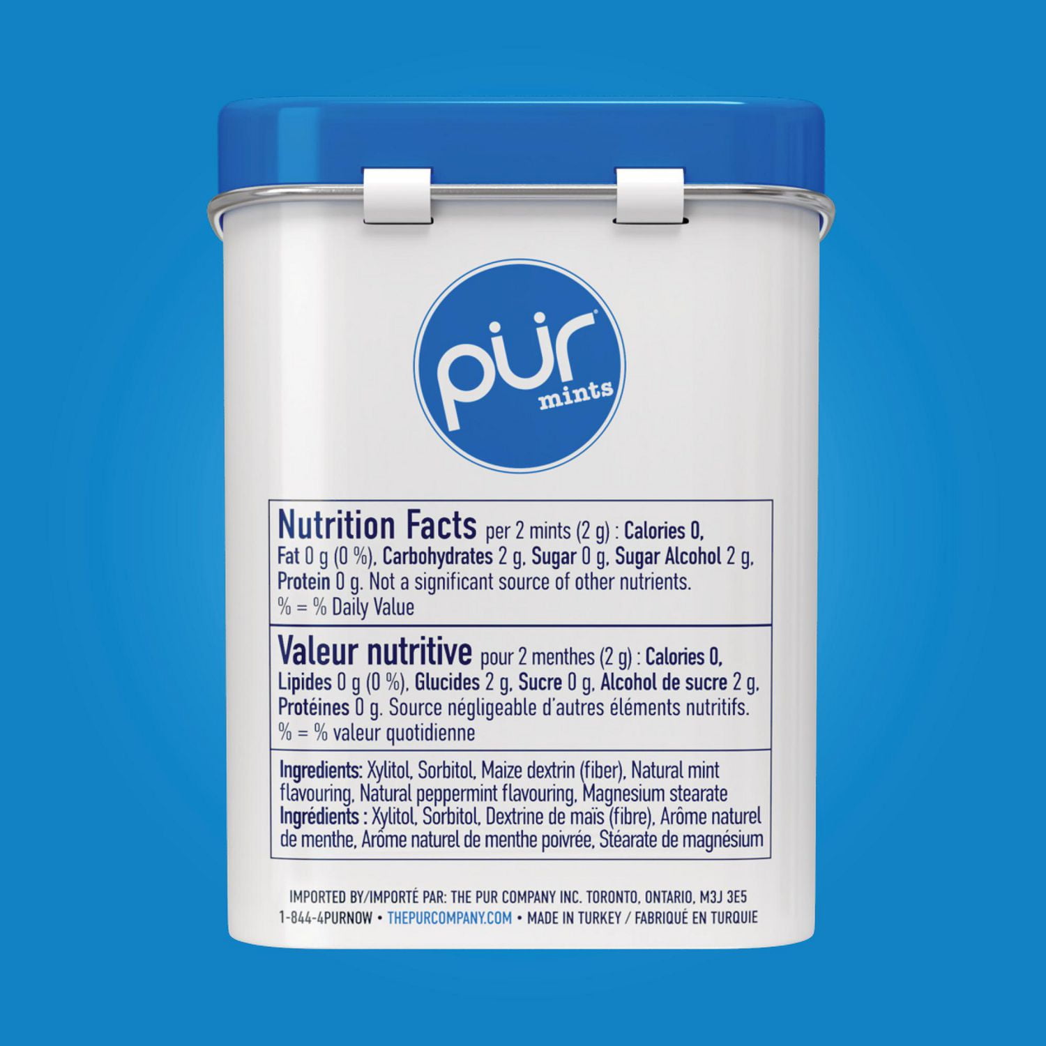 PUR Mints, Aspartame Free, Sugar Free & Made with Xylitol, Peppermint Mints, 30 Pieces, Pack of 1