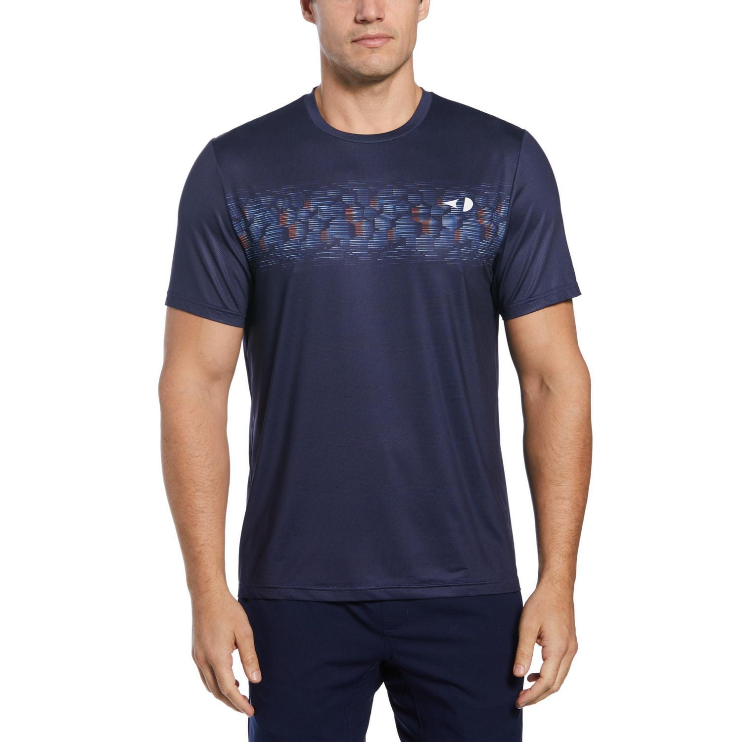 Grand Slam Chemise de tennis à col rond à rayures hexagonales pour hommes