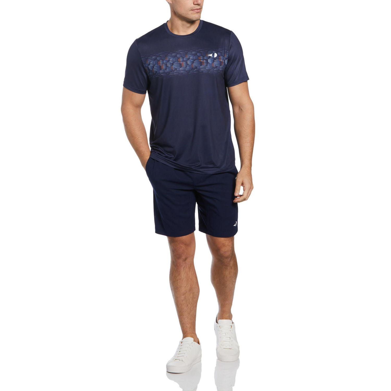Grand Slam Chemise de tennis à col rond à rayures hexagonales pour hommes
