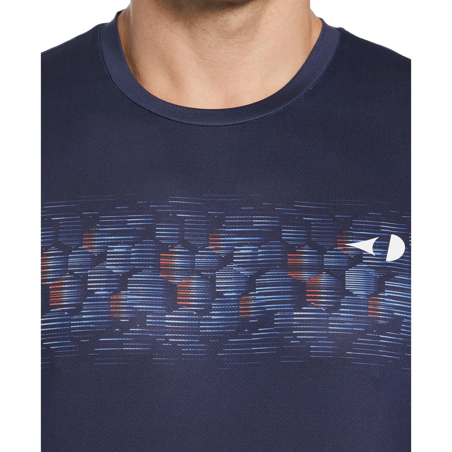 Grand Slam Men's Hexagonal Stripe Crew Neck Tennis Shirt