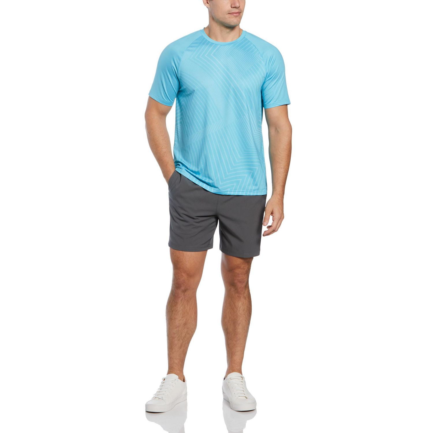 Grand Slam Men's Linear Ergo Print Crew Neck Tennis Shirt