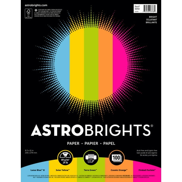 Assortiment de papier 5 couleurs Astrobrights «Brillant»