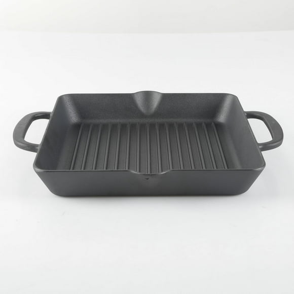 Martha Stewart 12 Inch Pre Seasoned Square Cast Iron Grill