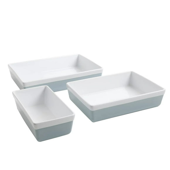 Martha Stewart 3 Piece Stoneware Baker Set, Blue