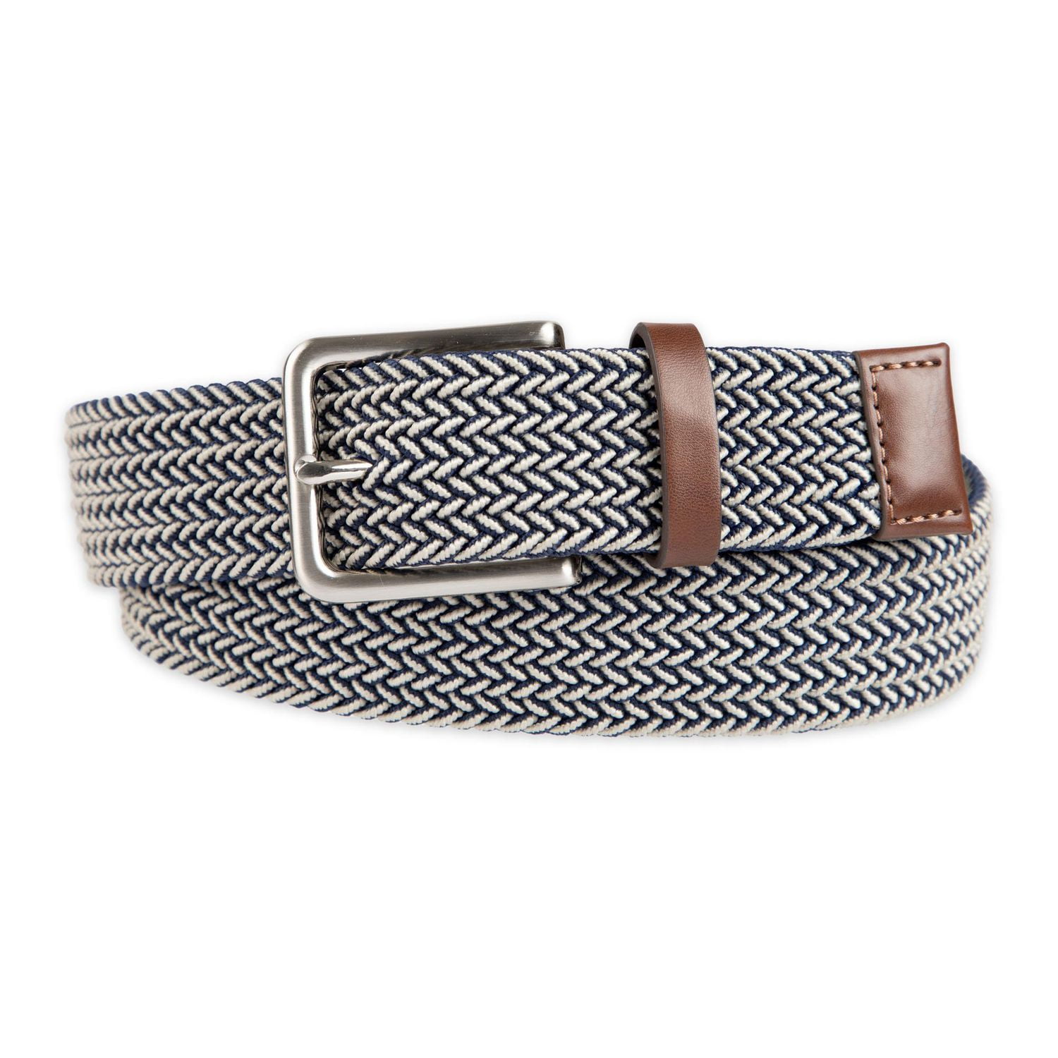 Ceinture tressée Tailored Flex de Haggar pour hommes en tissu élastique avec garniture similicuir 35mm Tailles P à TG