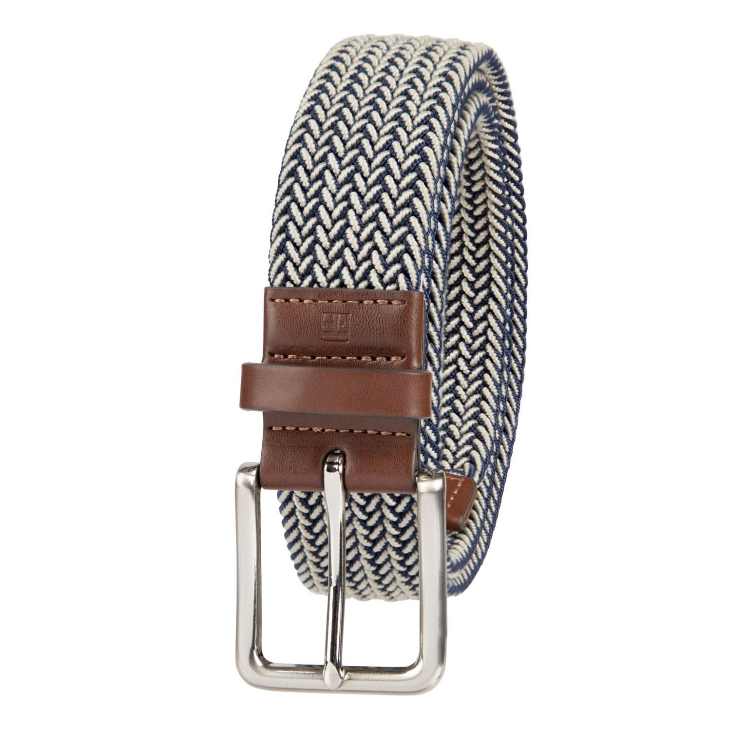 Ceinture tressée Tailored Flex de Haggar pour hommes en tissu élastique avec garniture similicuir 35mm Tailles P à TG