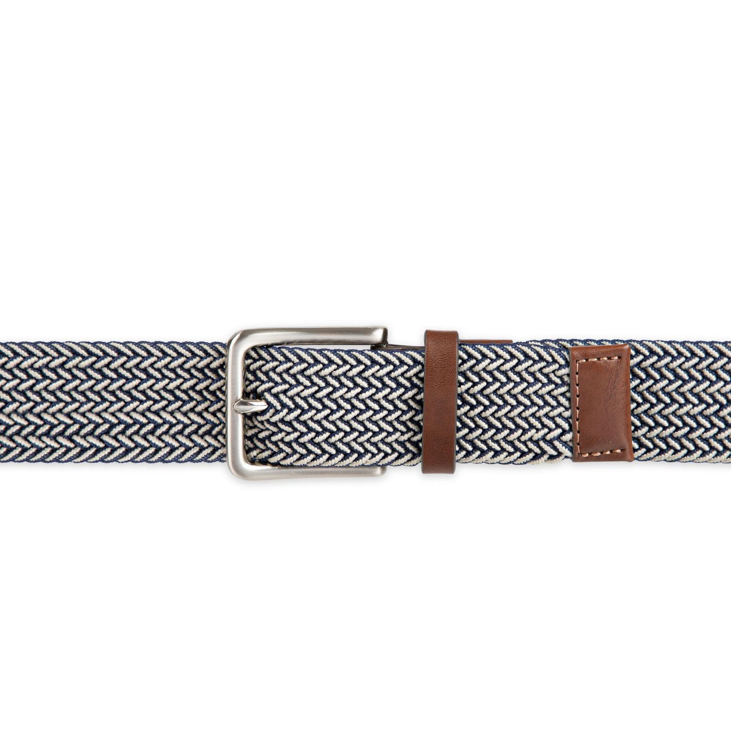 Ceinture tressée Tailored Flex de Haggar pour hommes en tissu élastique avec garniture similicuir 35mm Tailles P à TG