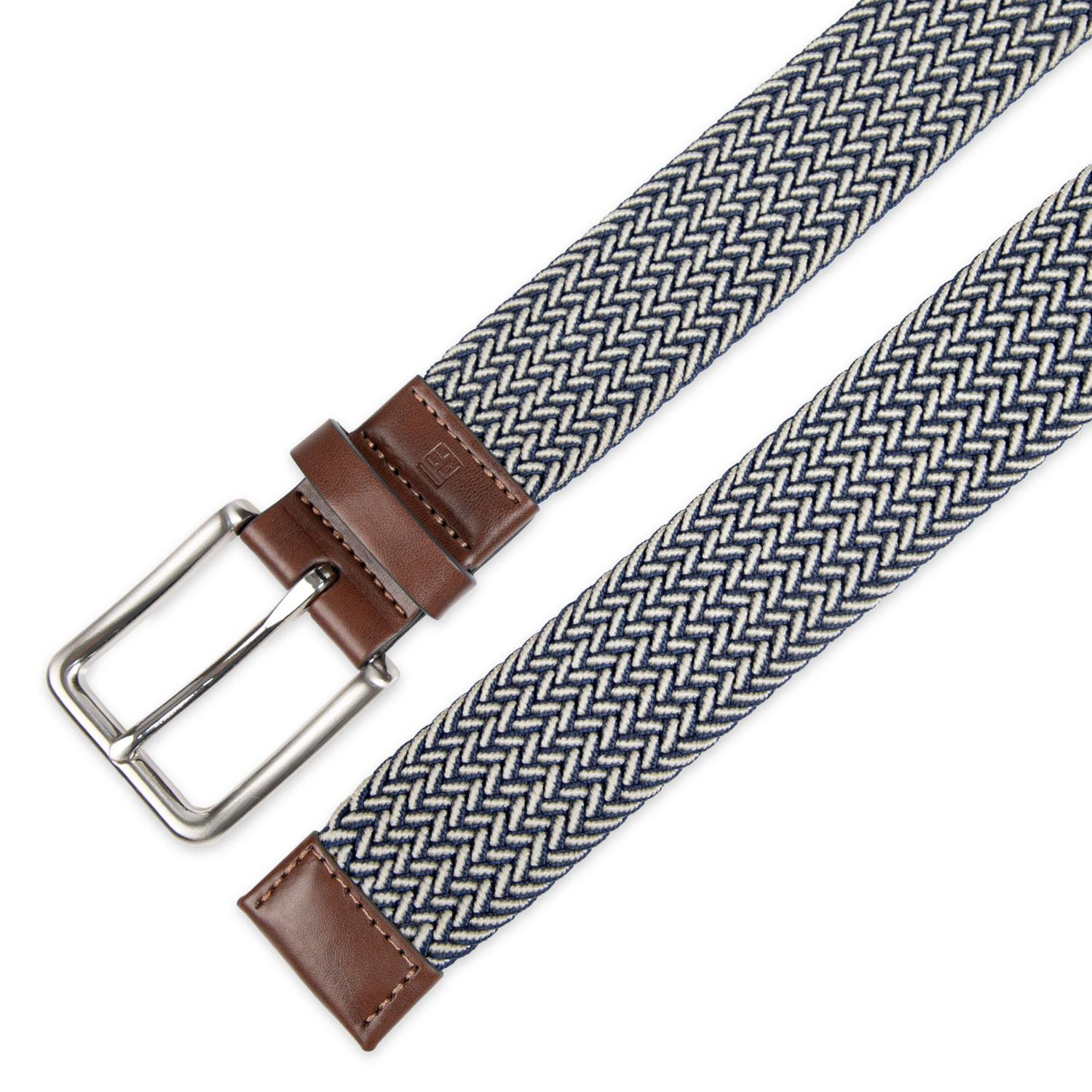 Ceinture tressée Tailored Flex de Haggar pour hommes en tissu élastique avec garniture similicuir 35mm Tailles P à TG