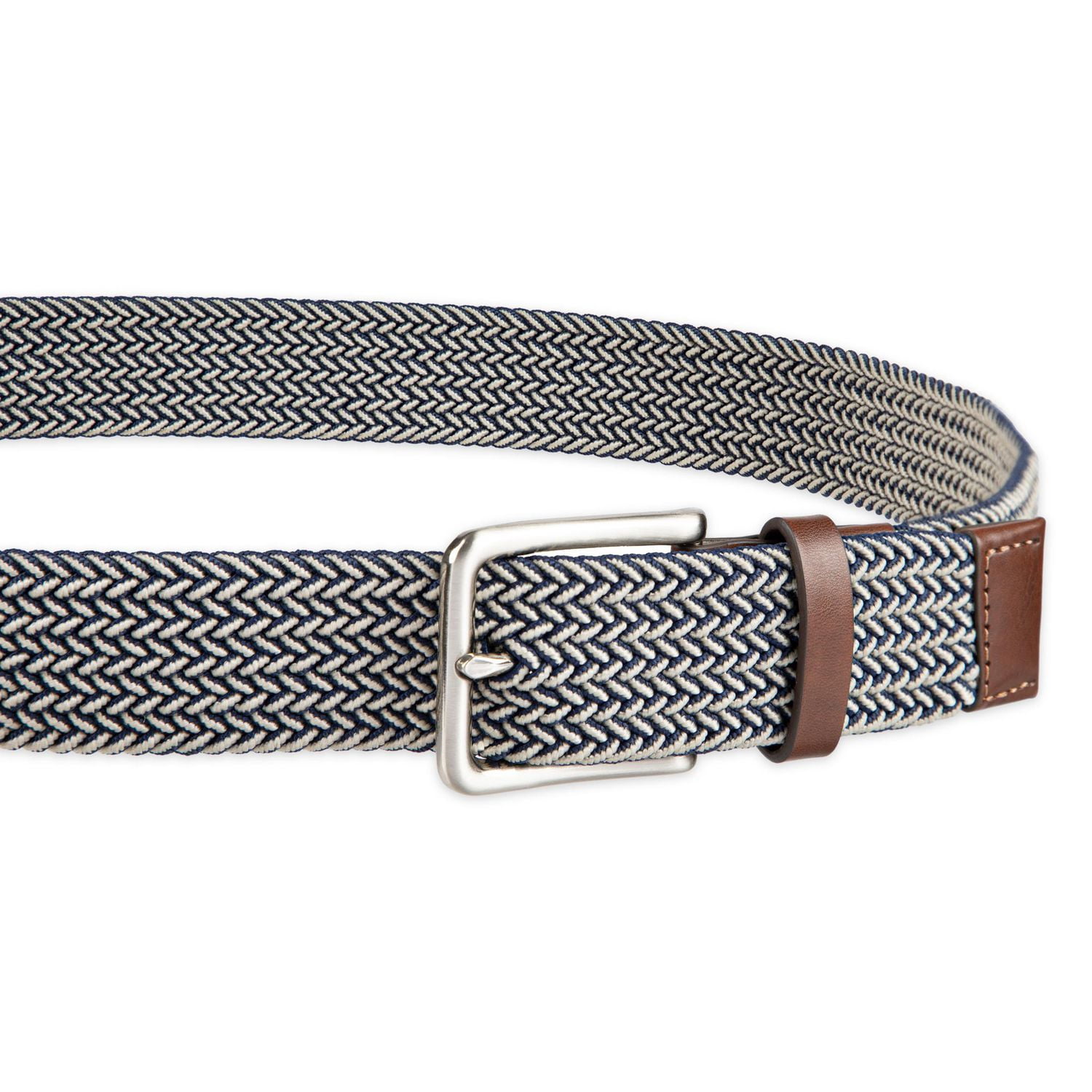 Ceinture tressée Tailored Flex de Haggar pour hommes en tissu élastique avec garniture similicuir 35mm Tailles P à TG