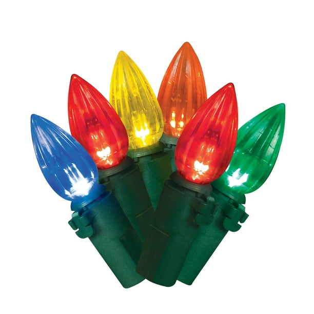 Holiday Time 200Count Multicolor LED VerticalCut C3 Christmas Lights, with Green Wire, 45.2