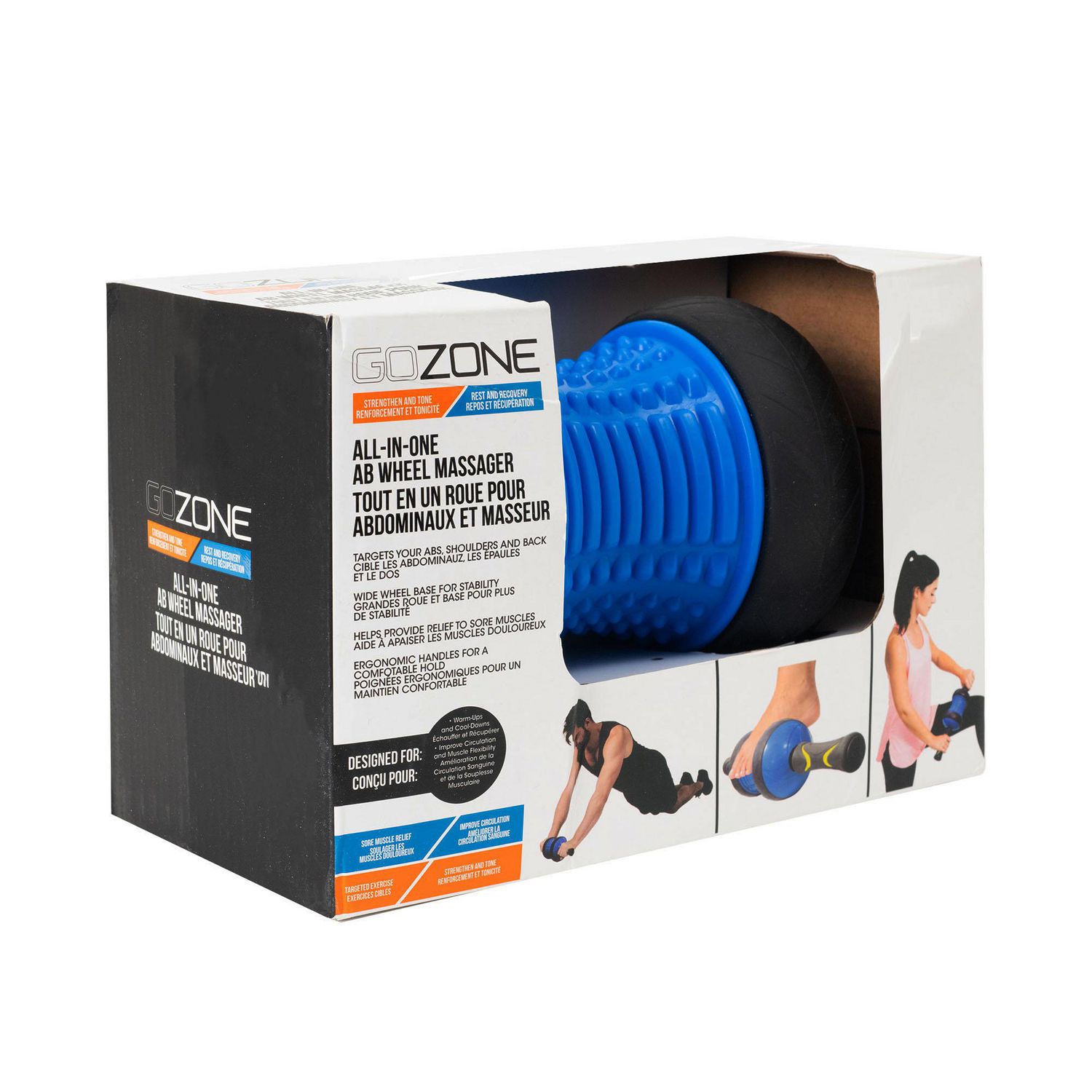 GoZone All in One Ab Wheel Massager Blue Black Walmart