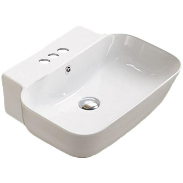 American Imaginations 19.75-in. W Above Counter White Vessel Set for 1 Hole Center Faucet