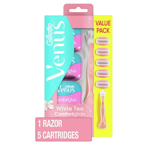Gillette Venus Comfortglide White Tea Women's Razor - 1 Handle + 5 Refill, 0MX