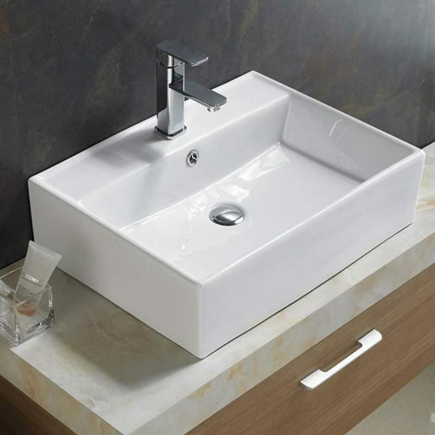 American Imaginations 19.75-in. W Above Counter White Vessel Set for 1 Hole Center Faucet