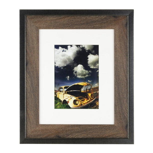 kieragrace Railtown cadre Benton – 20,32 x 25,4 cm (8 x 10 po), avec passe-partout pour une photo de 12,7 x 17,78 cm (5 x 7 po), gris fer, bois de noyer noir