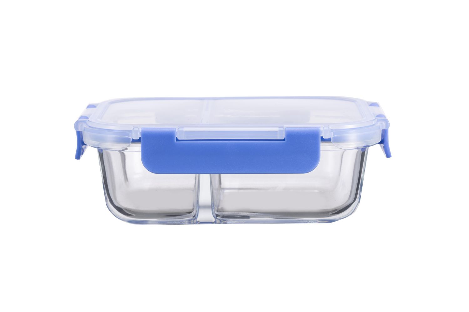 Rectangle 2 DIVIDERS glass food storage with PP divider lid & cool lock, MS  GLASS 620ML DIV 