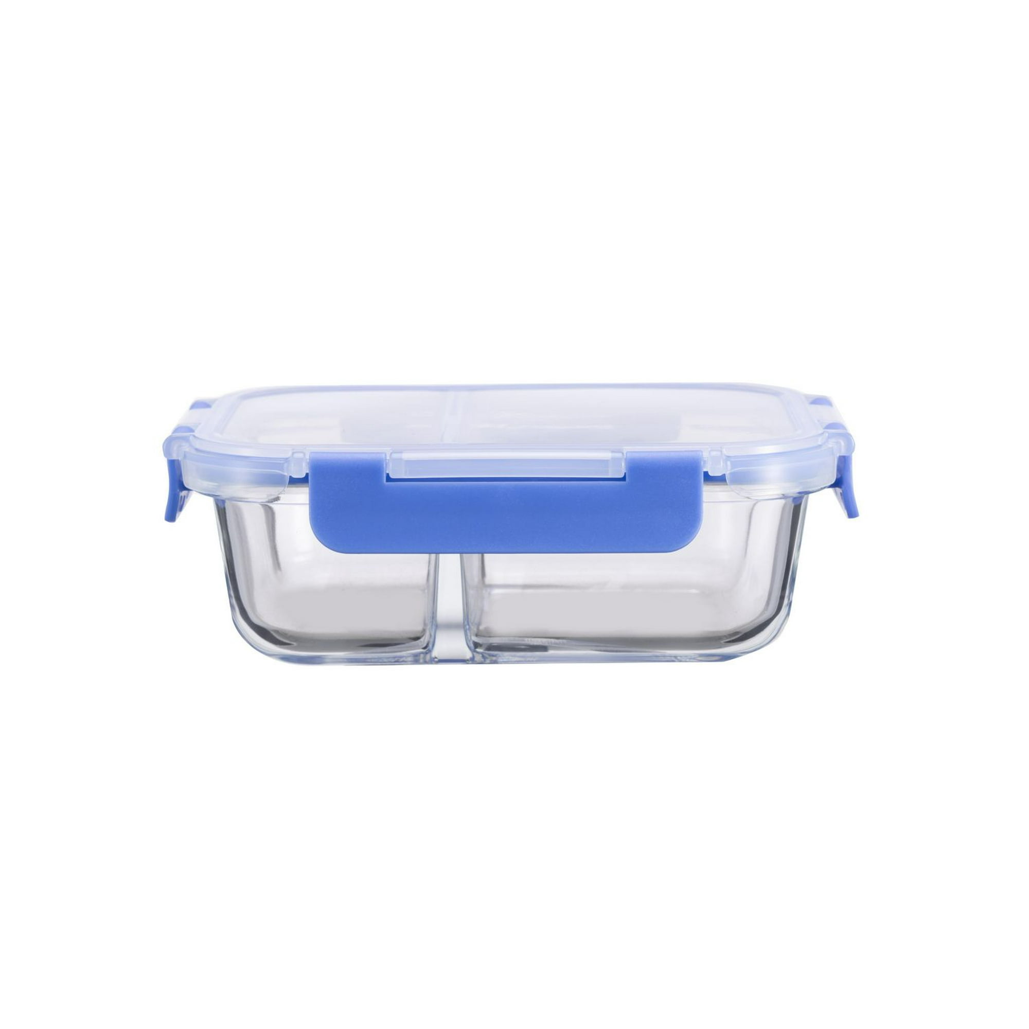 Rectangle 2 DIVIDERS glass food storage with PP divider lid & cool lock, MS  GLASS 620ML DIV 