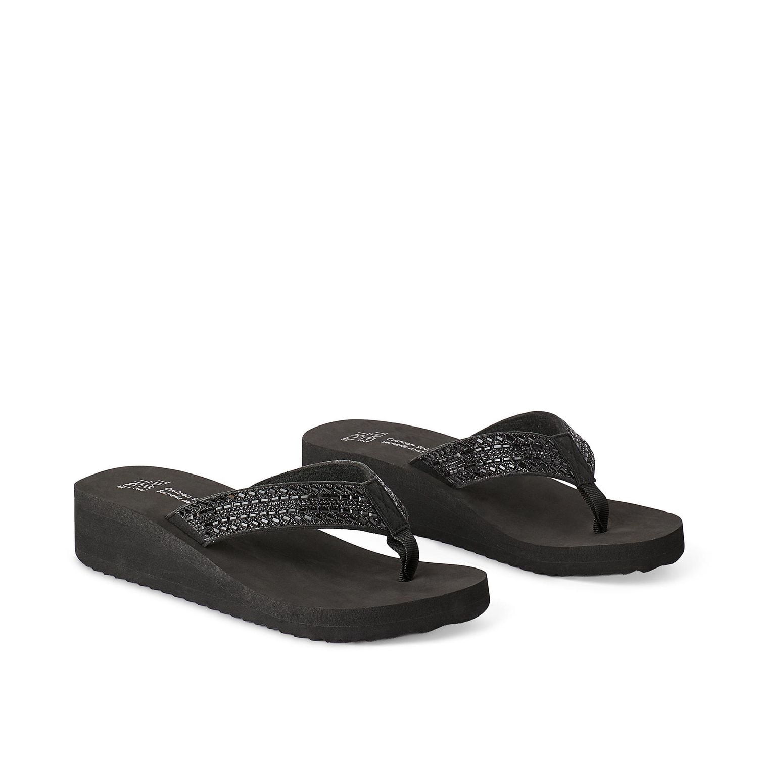 Time and Tru Women's Rhinestone Wedge Sandals