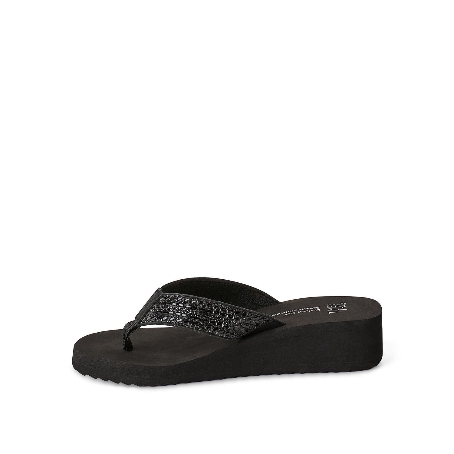 Time and Tru Women's Rhinestone Wedge Sandals