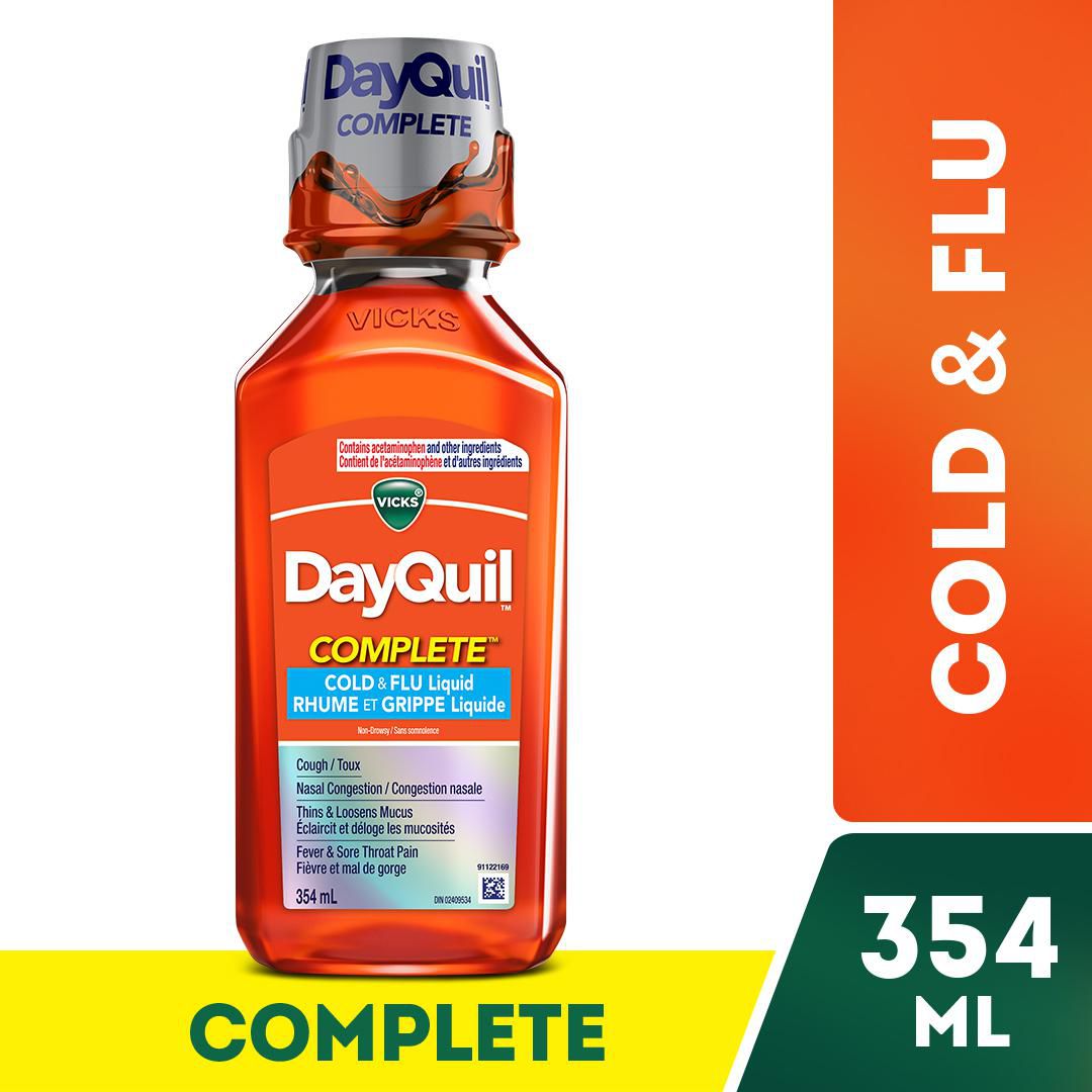 Vicks DayQuil COMPLETE Cold, Flu & Congestion Liquid Medicine, 354 mL