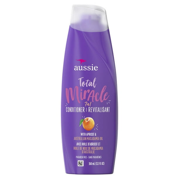 Revitalisant Aussie Total Miracle avec huile d’abricot pour cheveux endommagés, sans parabènes 360 mL