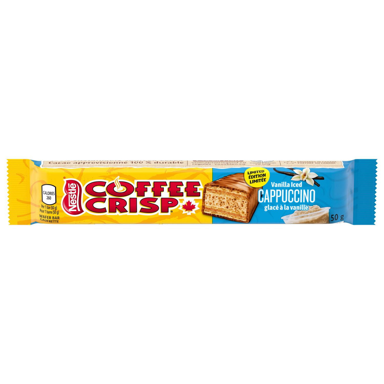 COFFEE CRISP Vanilla Iced Cappuccino Wafer Bar 50 g
