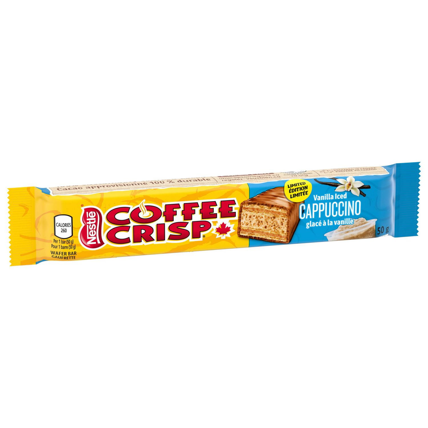 COFFEE CRISP Vanilla Iced Cappuccino Wafer Bar 50 g