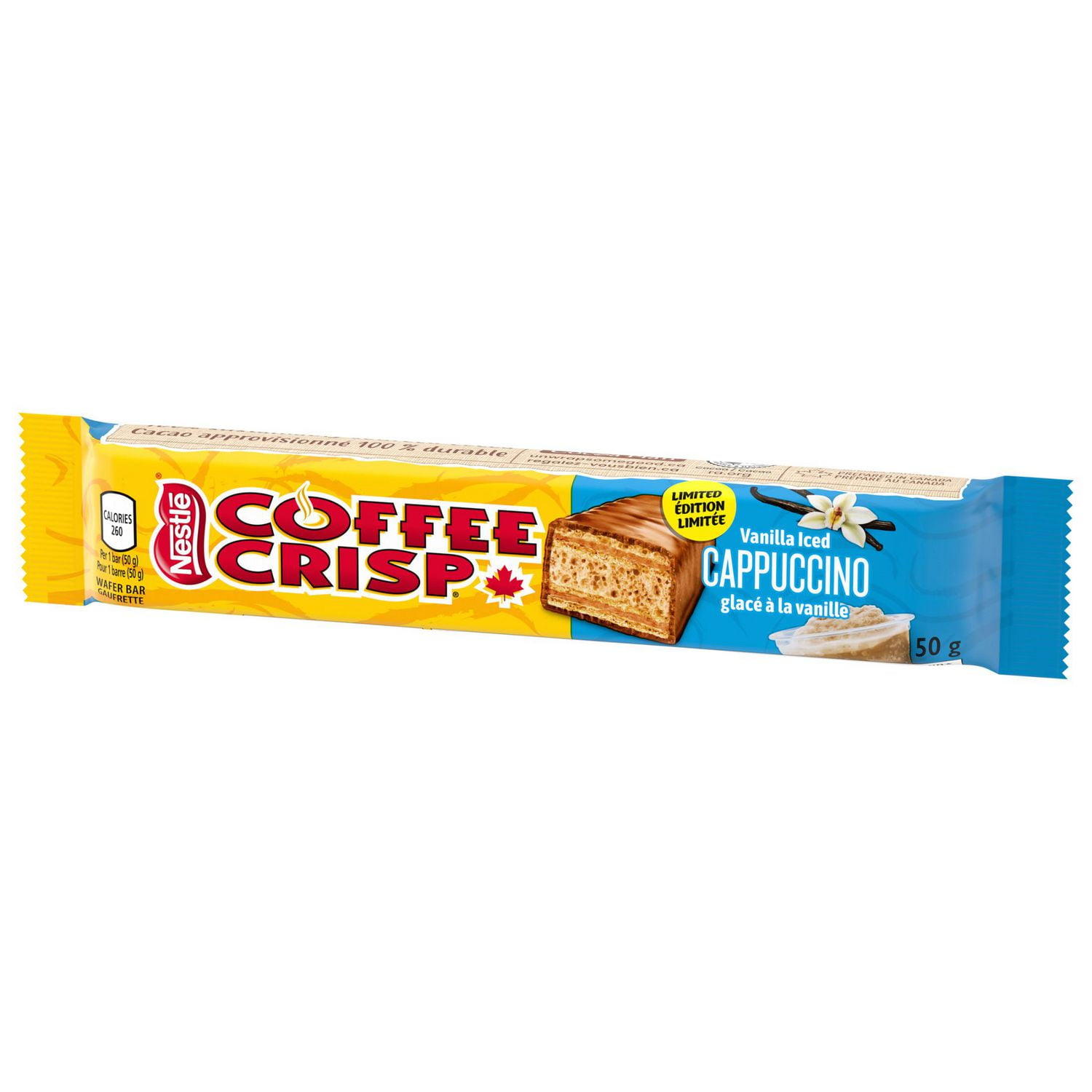 COFFEE CRISP Vanilla Iced Cappuccino Wafer Bar 50 g