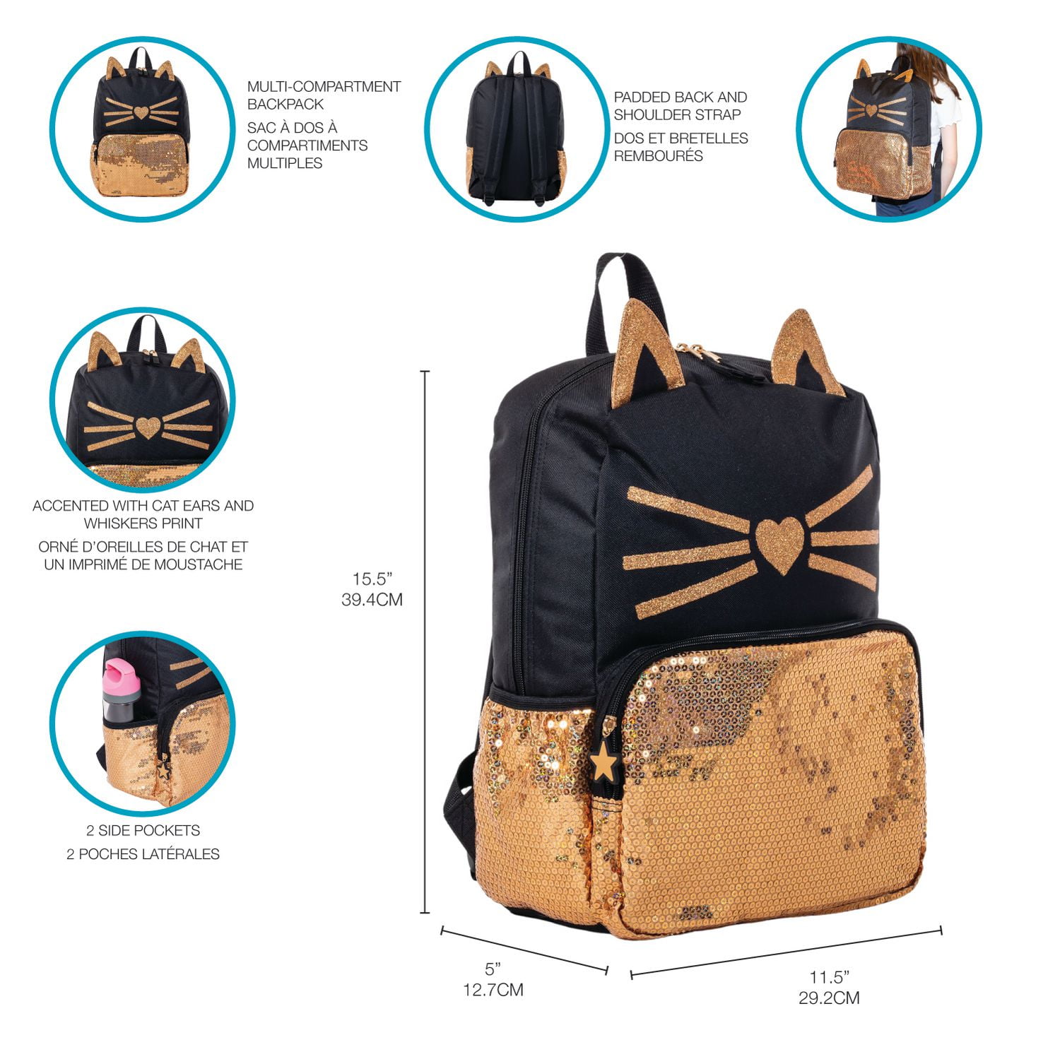 Gold cat backpack new arrivals