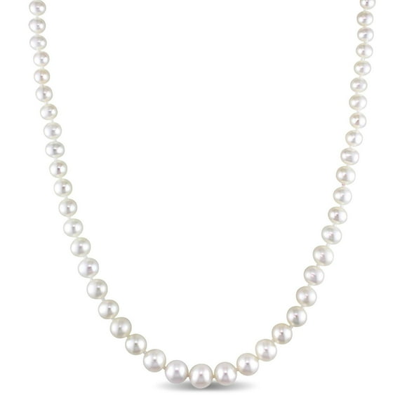 Miabella 4-8mm White Cultured Freshwater Pearl 14K Yellow Gold Graduated Strand Necklace, 18"