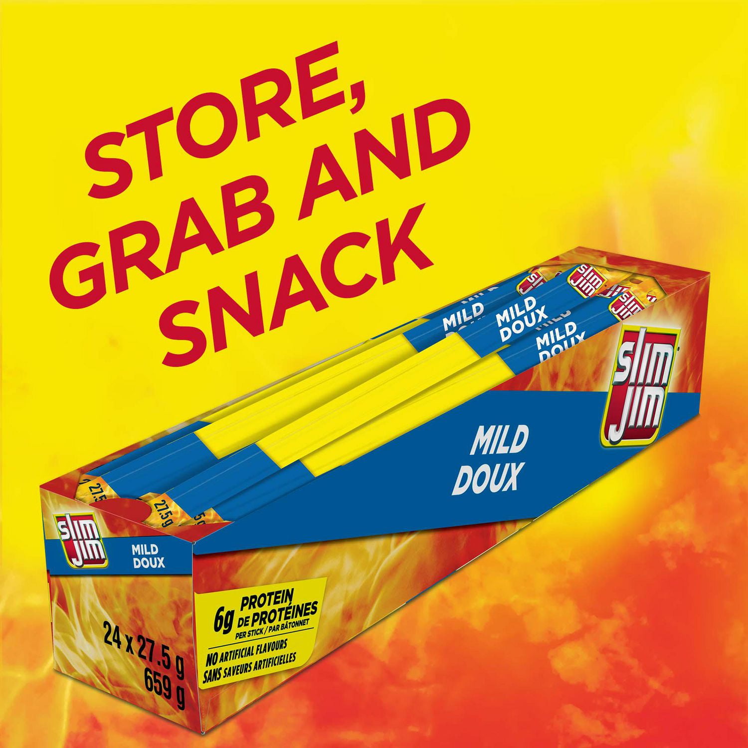 Slim Jim Doux, 27.5g/1 compte Bâtonnets de viande protéiné doux Slim Jim avec sans saveurs artificiels