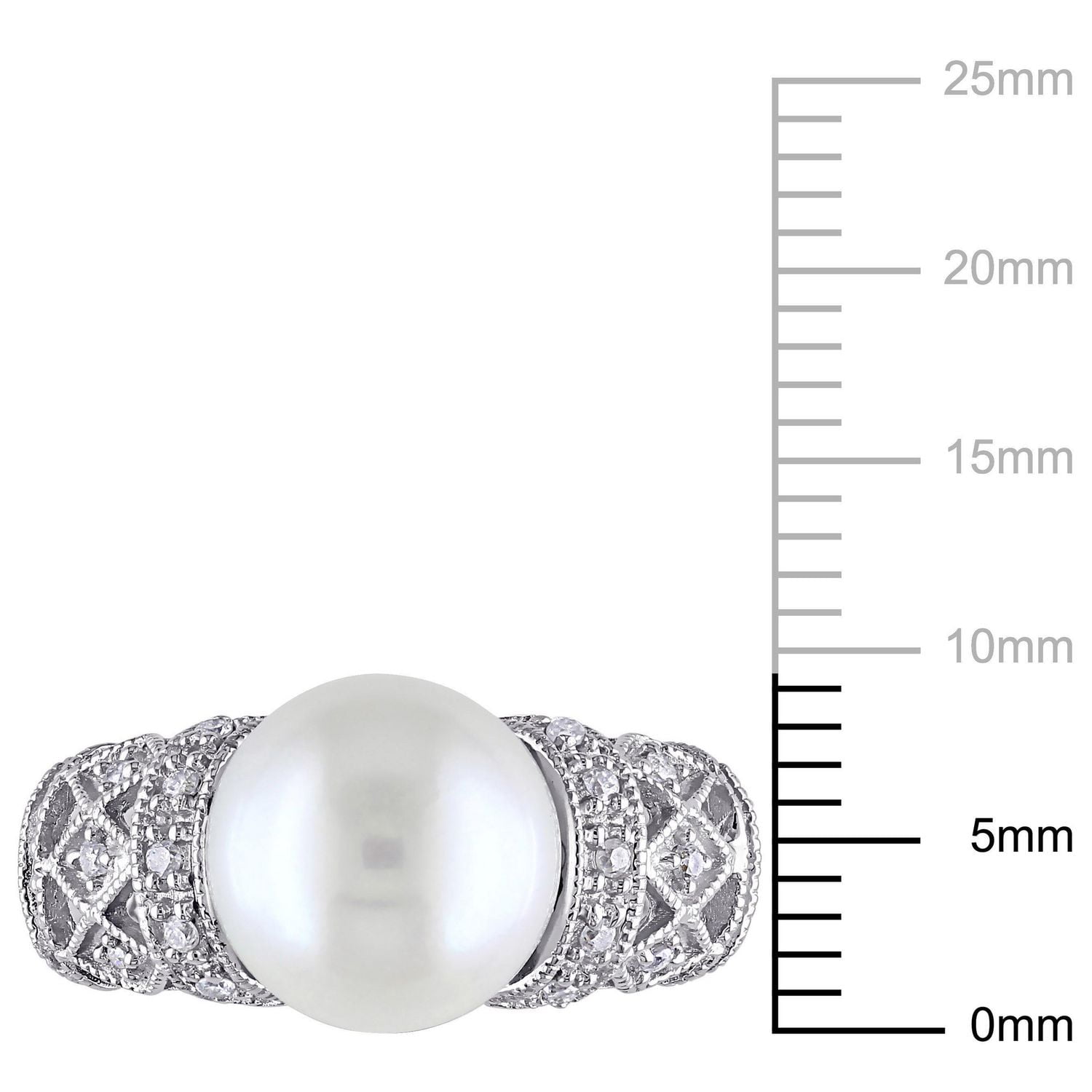Miabella Cultured Freshwater Pearl and Diamond-Accent Sterling Silver Cocktail Ring