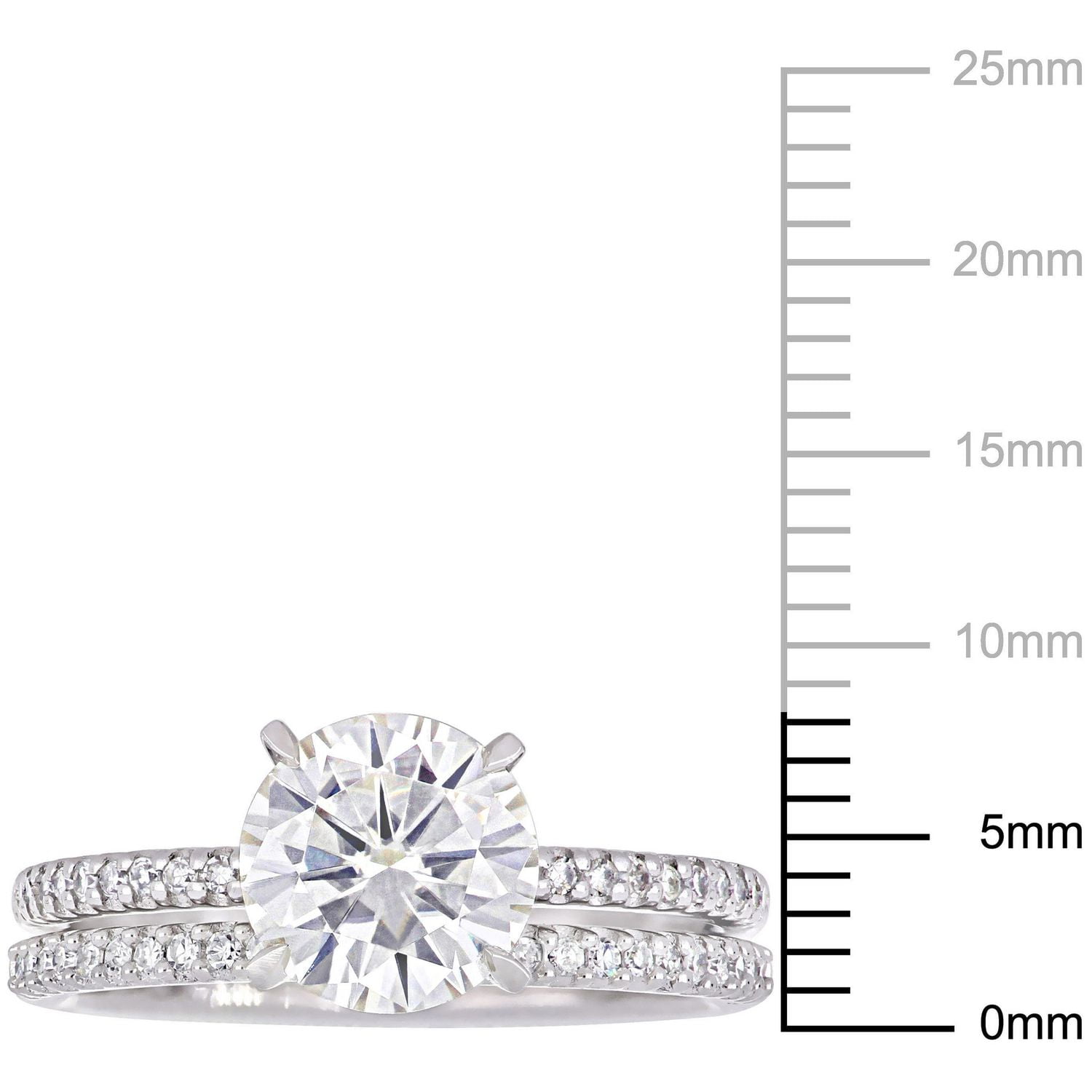 Ensemble nuptial Miabella avec 1-3/4 CT PBT de moissanite et 1/4 ct poids total de diamants en or blanc 14ct