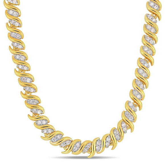Miabella 2 Carat T.W. Diamond Yellow Rhodium-Plated Sterling Silver "S" Link Necklace, 17"