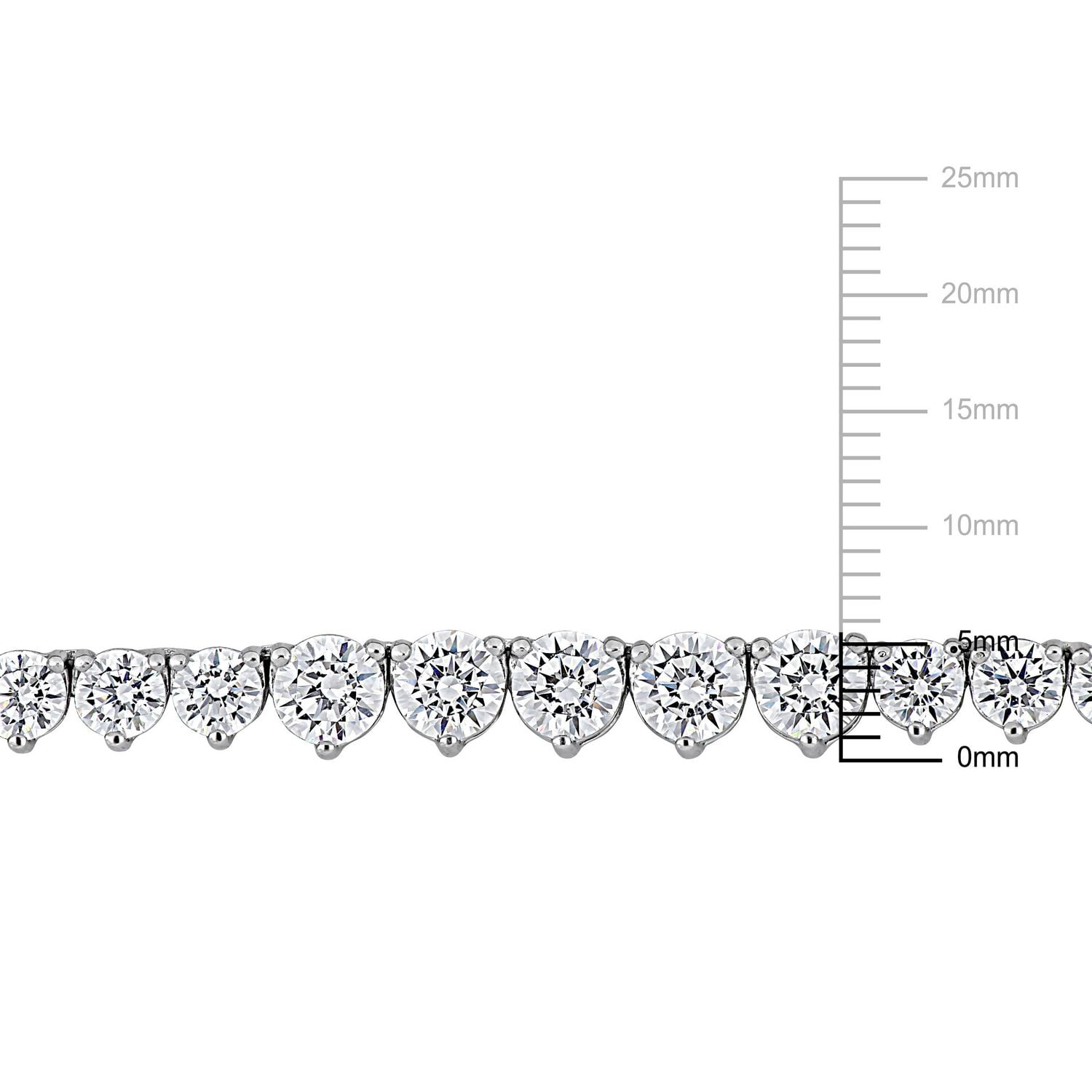 Miabella 27 Carat T.G.W. Cubic Zirconia Sterling Silver Graduated Tennis Necklace