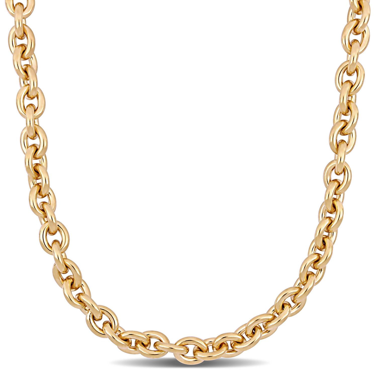 Miabella Yellow-Plated Sterling Silver Oval Link Necklace
