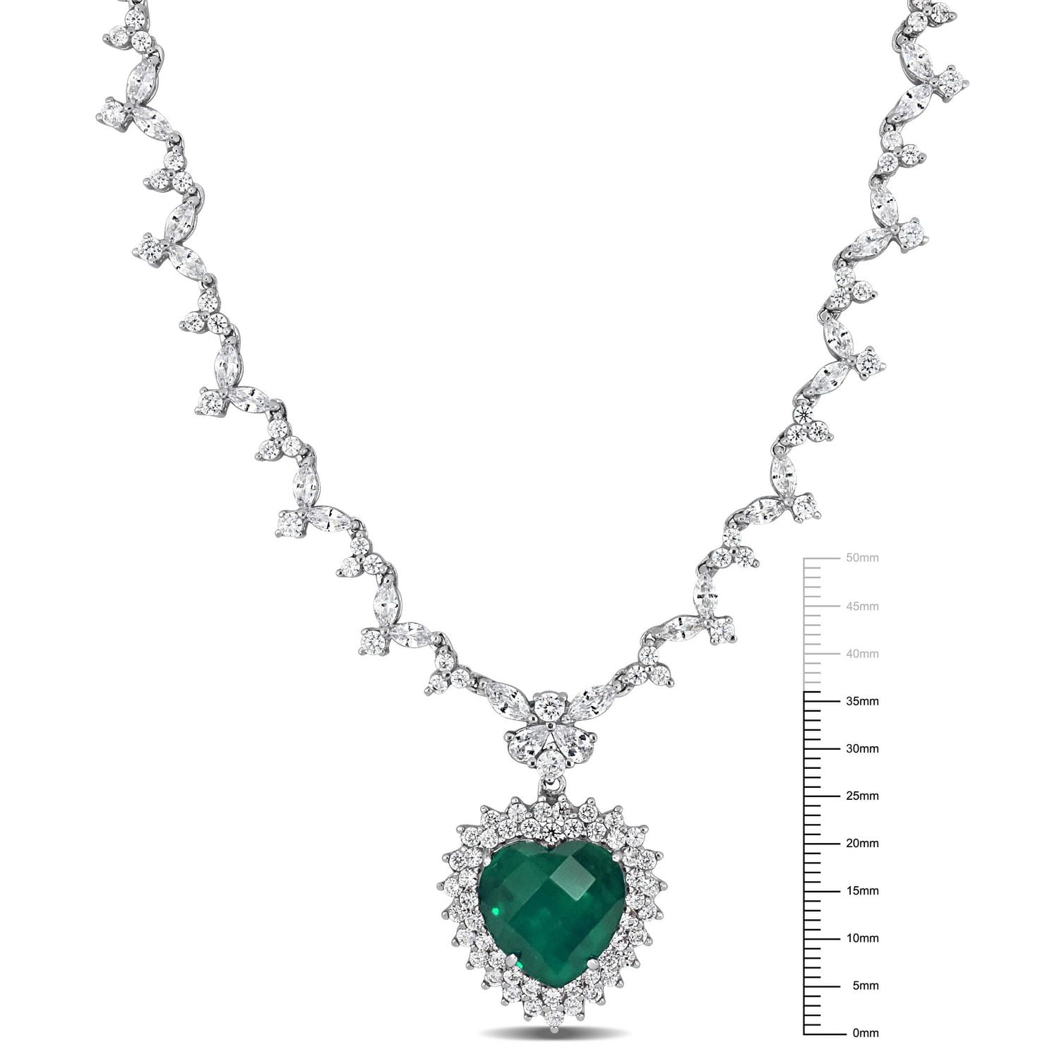 Collier Miabella en forme de coeur avec 47 CT PBT de zircone cubique vert en argent sterling